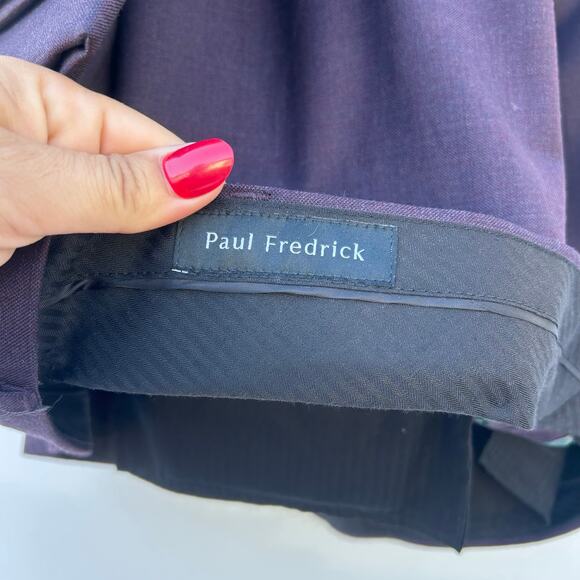 Paul Fredrick Wool Stretch Bengaline Suit Plum Purple Jacket 48R Pants 46W - Picture 10 of 12